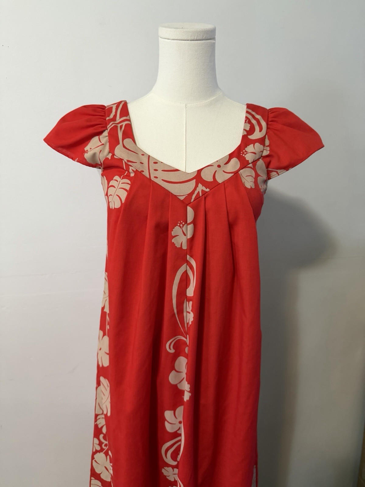 Vintage Andrade Honolulu Floral Hawaiian Maxi Dress Red EUC