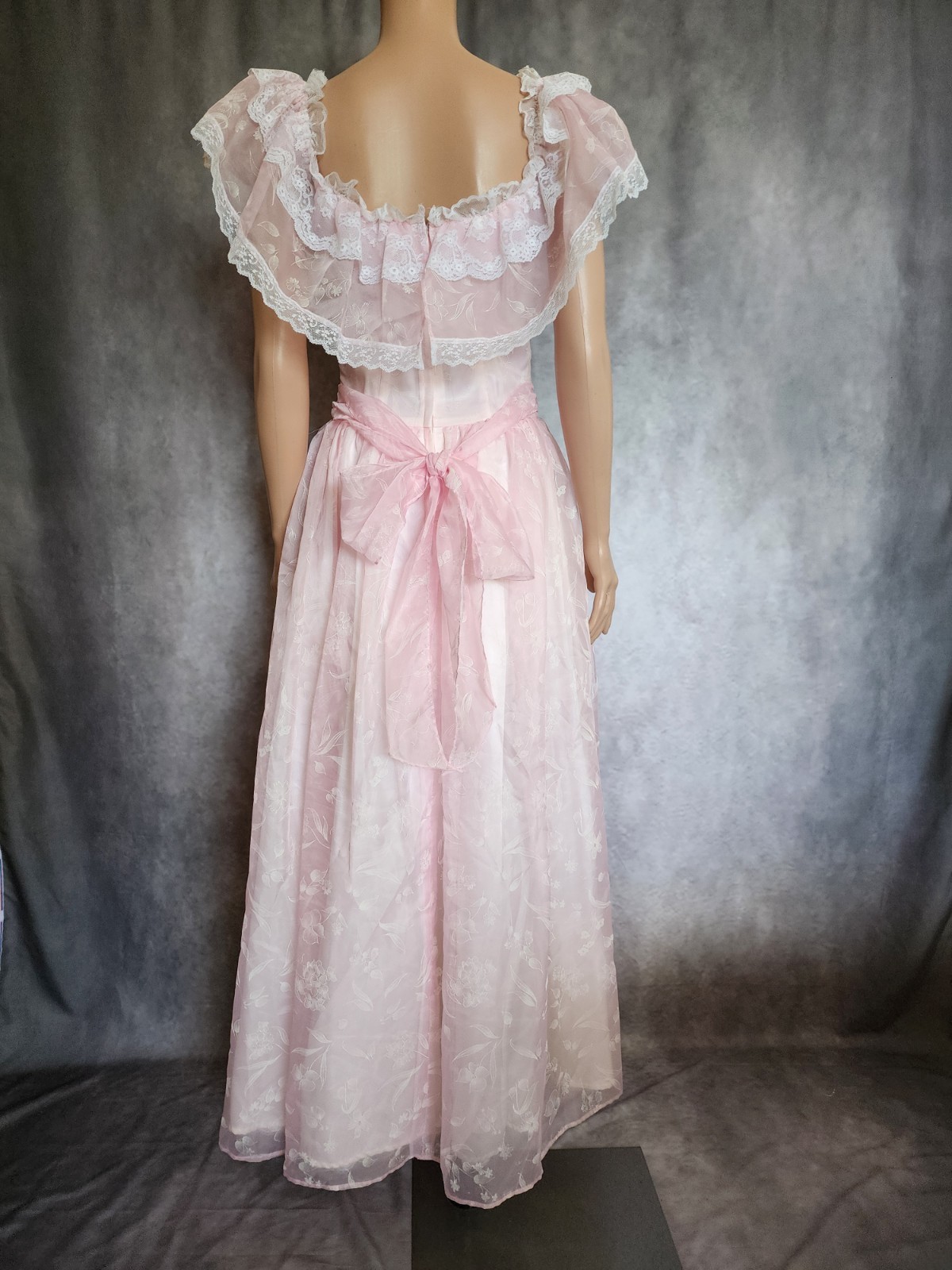 Vtg 80s Gunne Sax Jessica McClintock Lace Corset Prairie Maxi Cottagecore Small
