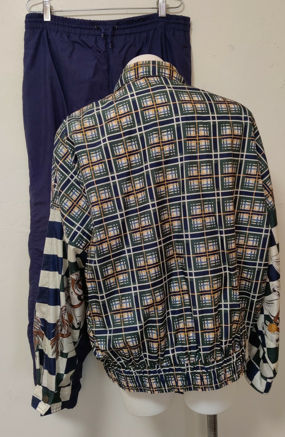 Vintage Women’s Large Rare Horse Checker Designer Jogging Suit Set Andy Johns