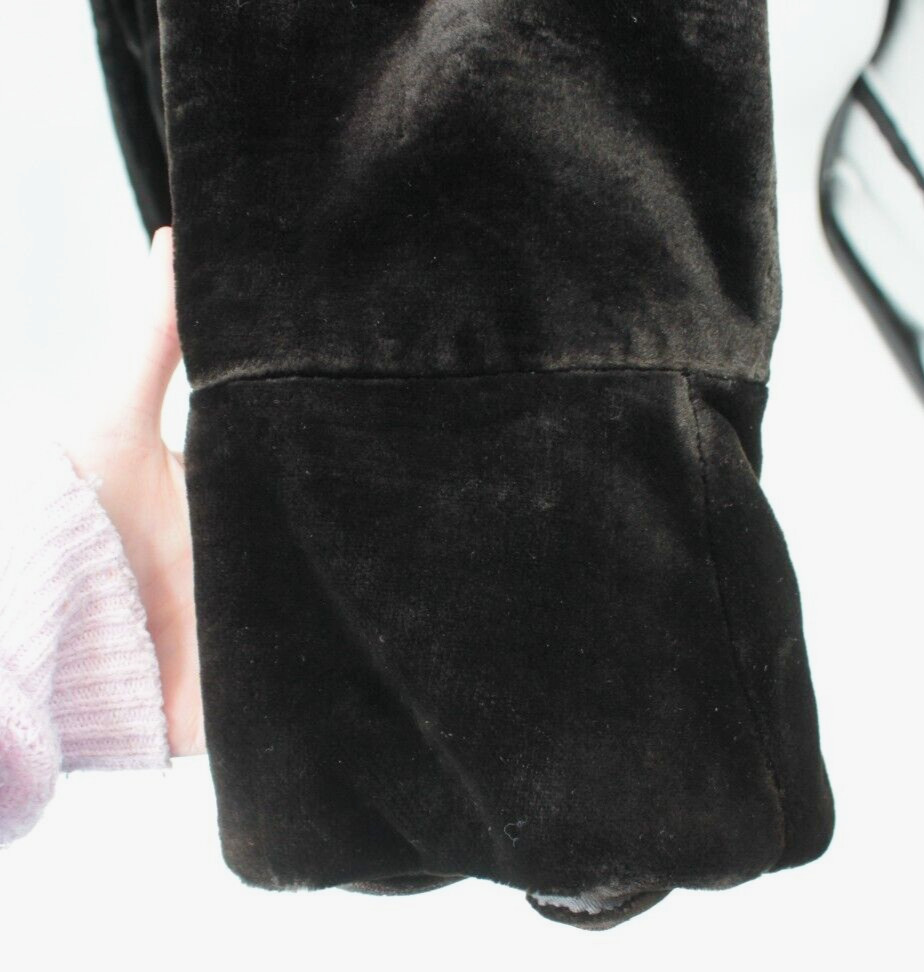 VTG Antique Women’s Early 1900s Black Velvet Jacket Sz S/M Large Collar Belted