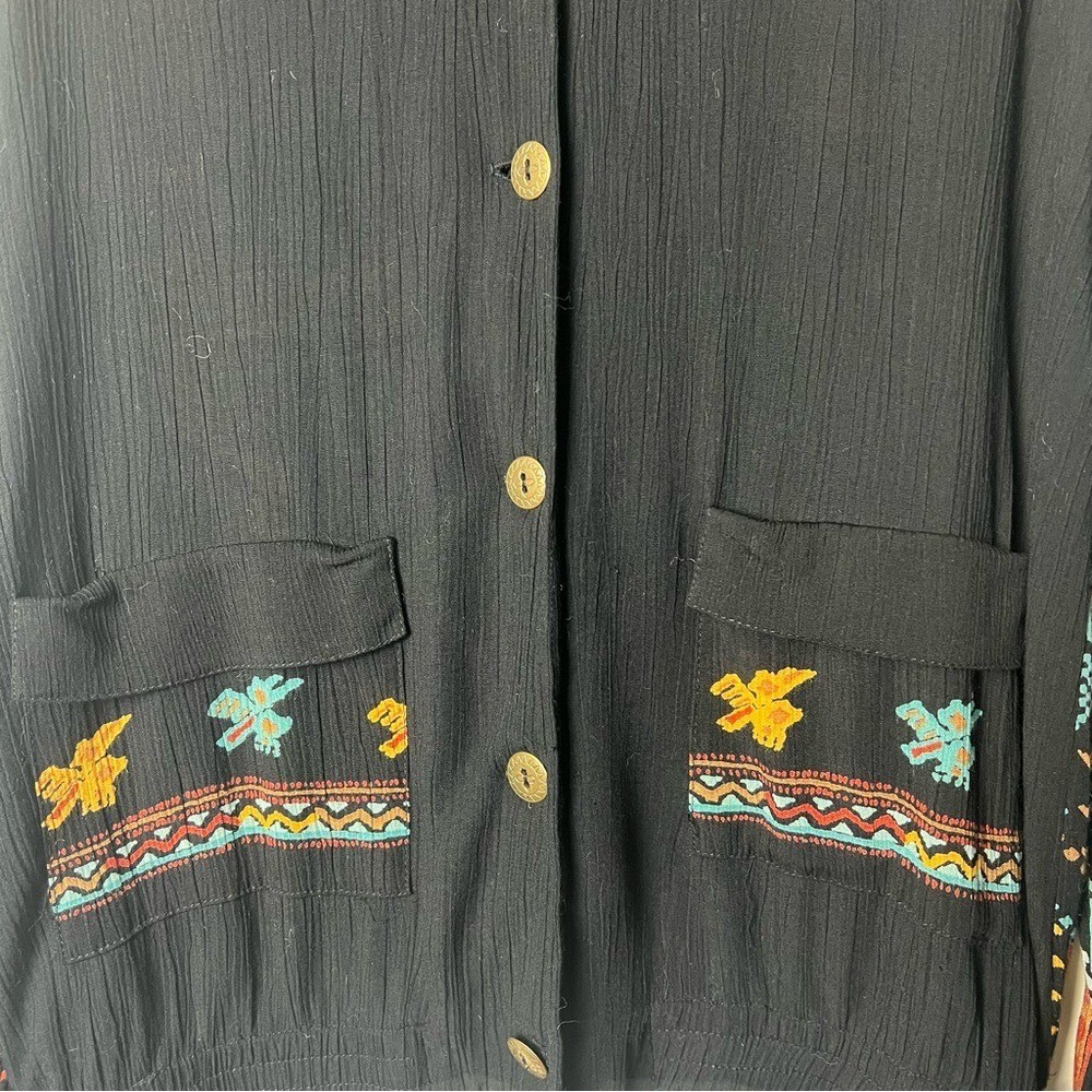 Vtg 90s Carole Little Petites Southwestern Rayon Gauze Bomber Jacket Sz 6