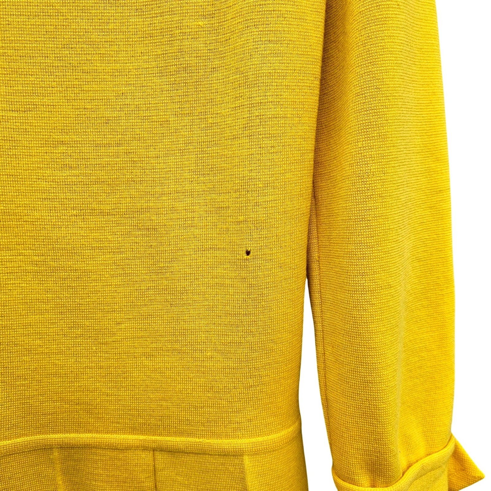 Mod Italian Designer Avagolf Yellow Wool Doubleknit Dress 60s 70s Moth Holes
