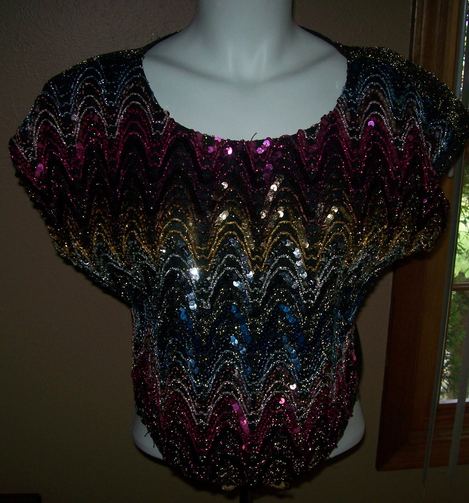 Vintage RIO Blouse Sequin Crop Top 1980s Size see listing Made in USA
