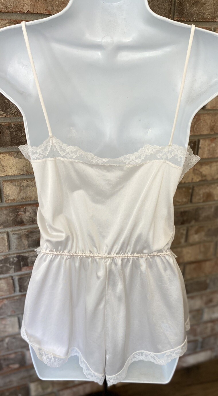 Vintage Nylon w/ Lace Lightest Pink Teddy Lingerie By Glydons Medium