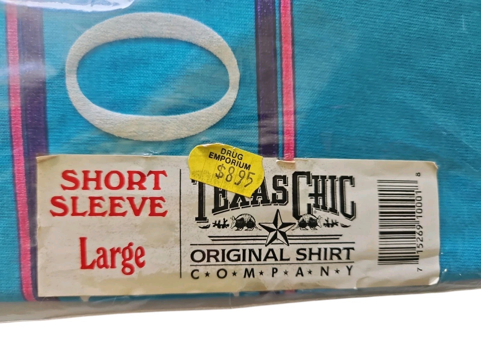 Vintage 1990 NIP Fruit Of The Loom T-shirt Teal Houston Texas Chic Rodeo Graphic