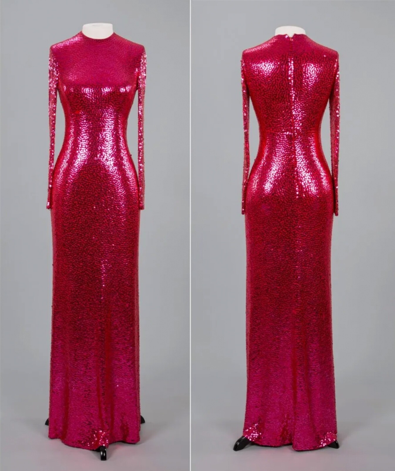Norman Norell Fuchsia Sequined Mermaid Gown Phyllis McGuire Couture Collection