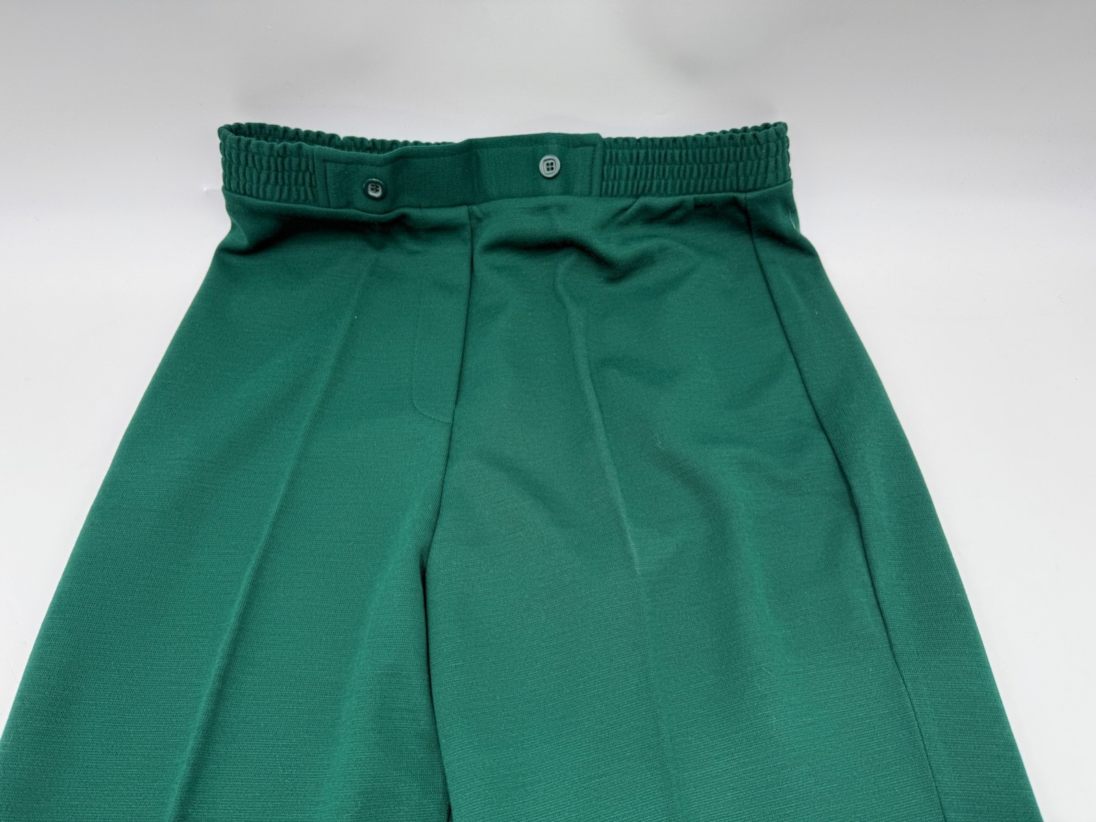 Vintage Womens 1970s Bell Bottom Pants Stretch Waist Polyester Knit Size 18