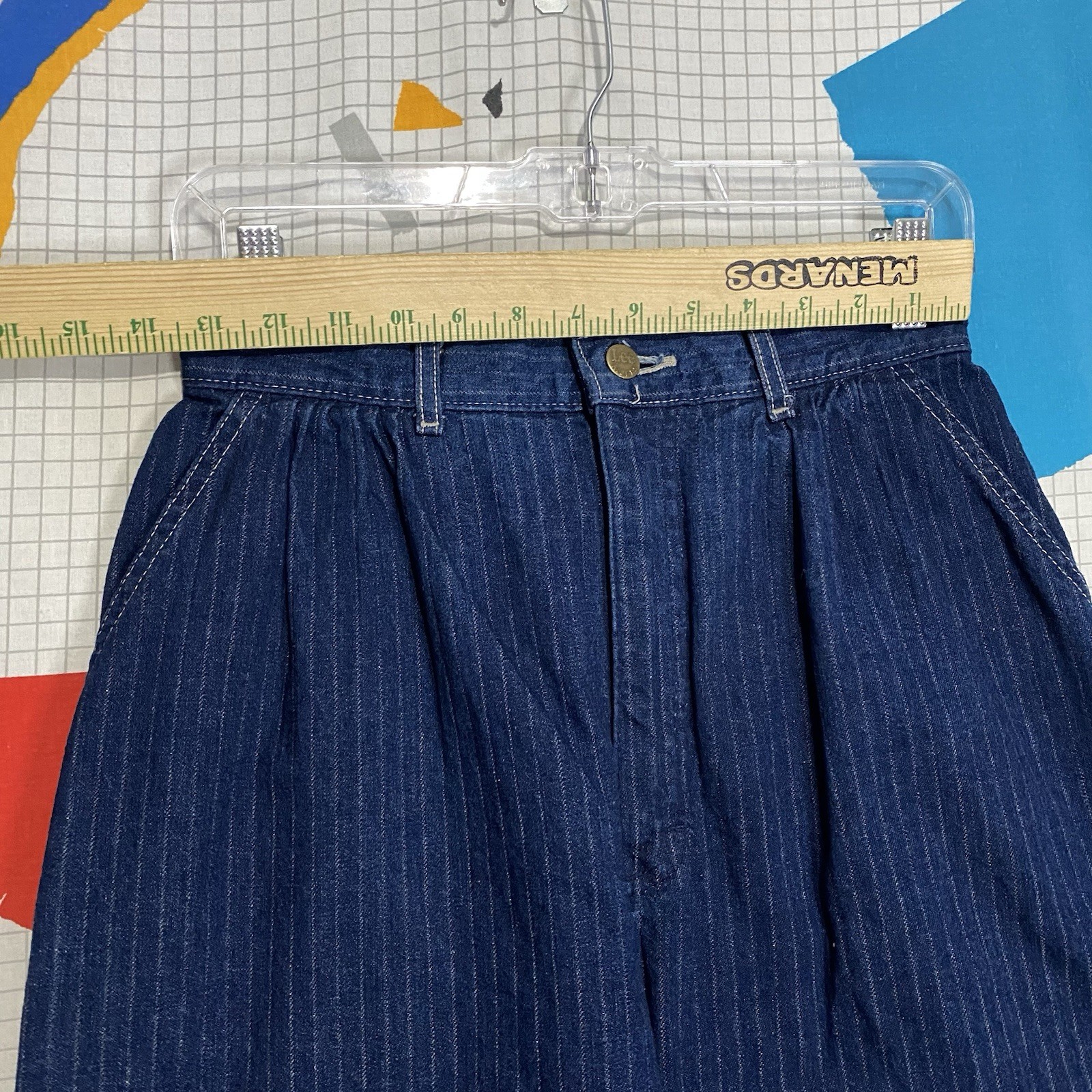 Vintage 70s Lee Jeans Pinstripe Pleated 27×29 High Waist Mom Talon Zipper USA