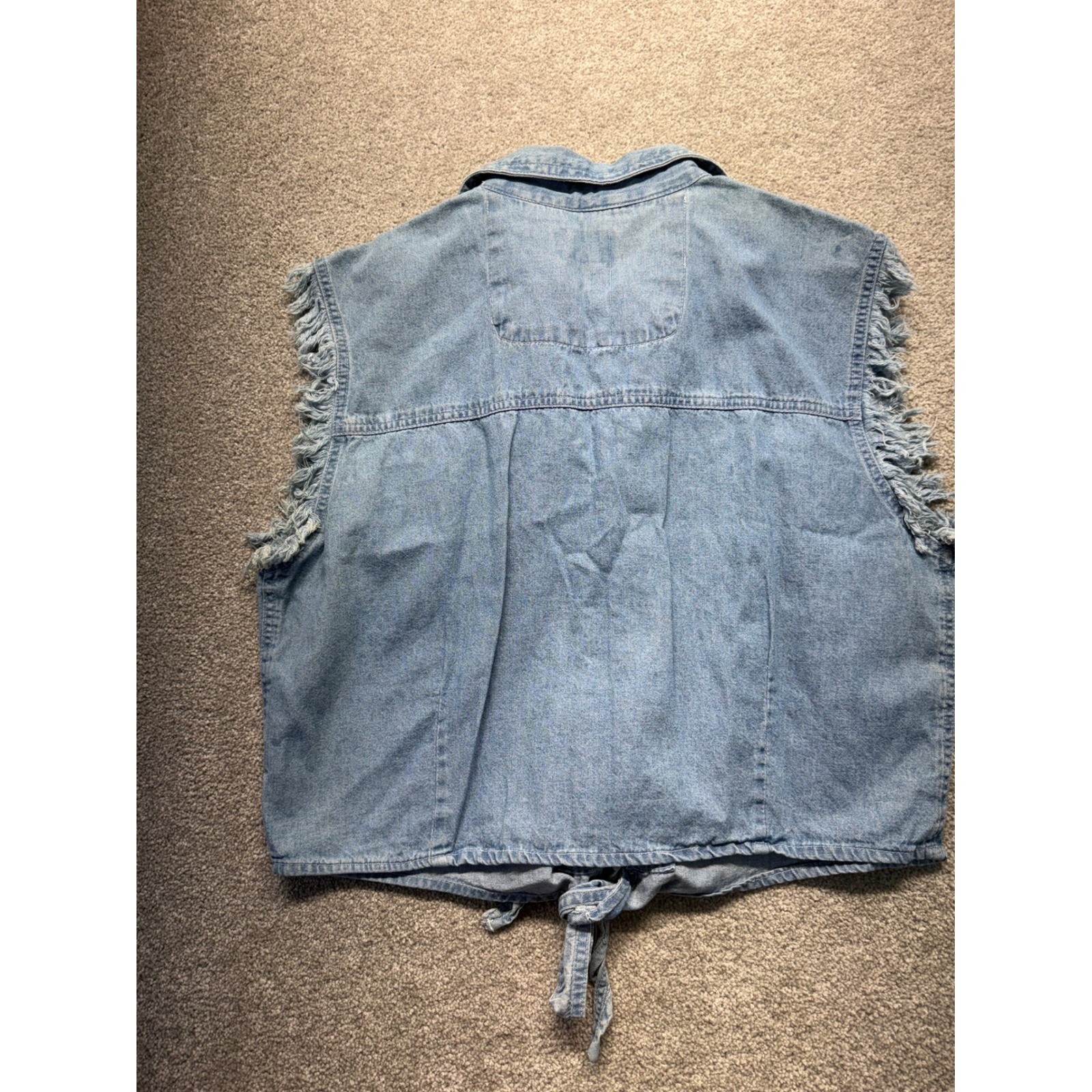 Vintage Sturgis Bike Week Denim Vest Light Wash Tie Front 2XL Blue