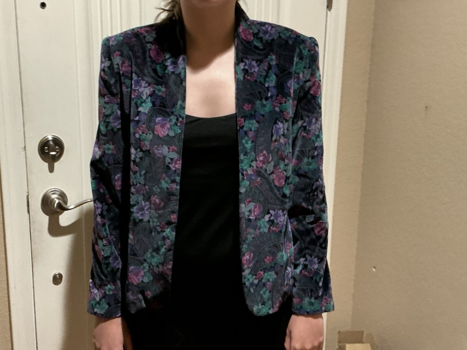 Vintage Lombardi Inc Floral Velvet Blazer Womens 10 USA Made Paisley Jacket