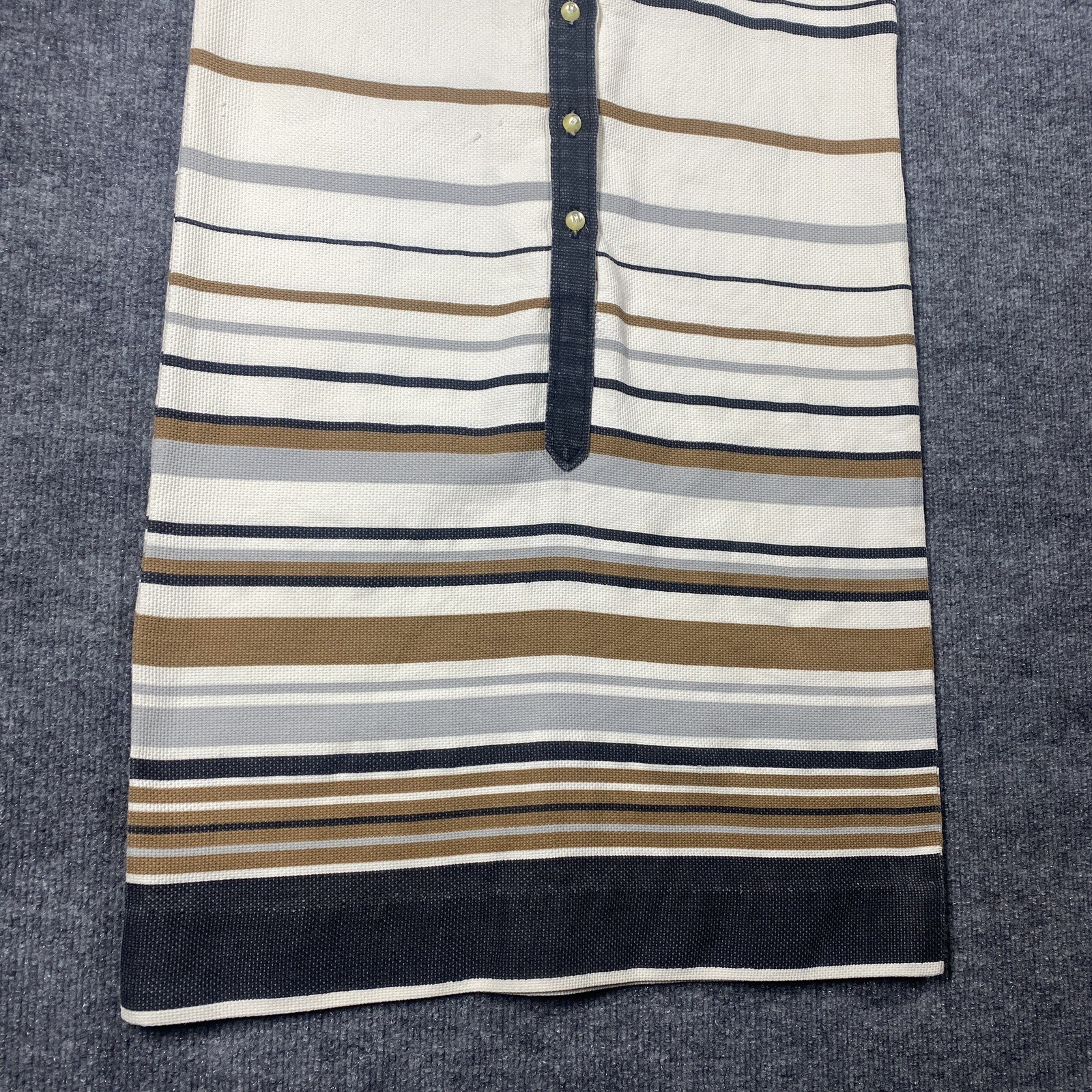 VINTAGE 50s 60s Mod A Line Shift Dress Size 14 Striped Button Up Collar 1960s
