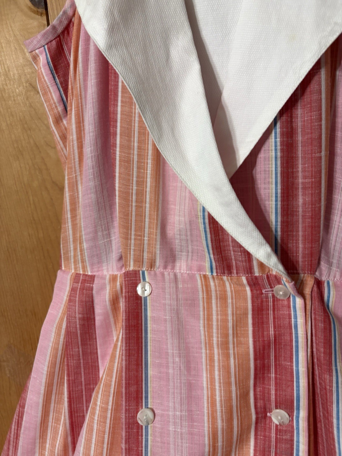 VTG Gianfranco Firenze Women’s Sz S Collared 50s Style Striped Maxi Dress Pink