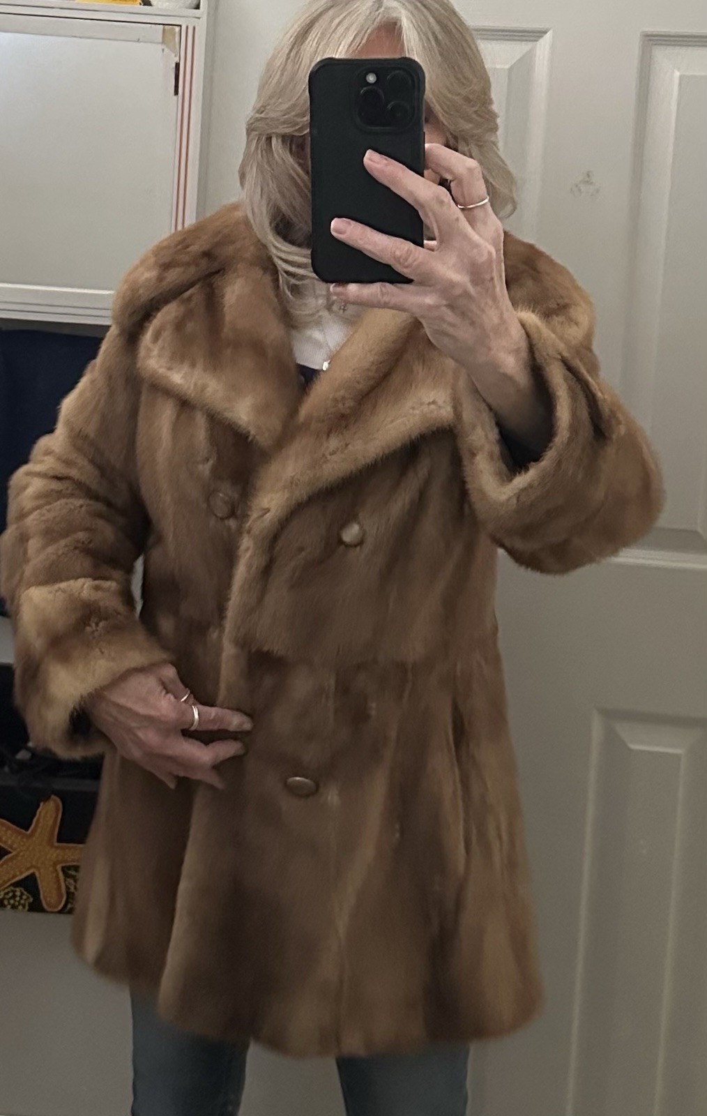Rich’s Fur Salon Women’s Vintage Brown Fur Coat Classic Elegant Outerwear