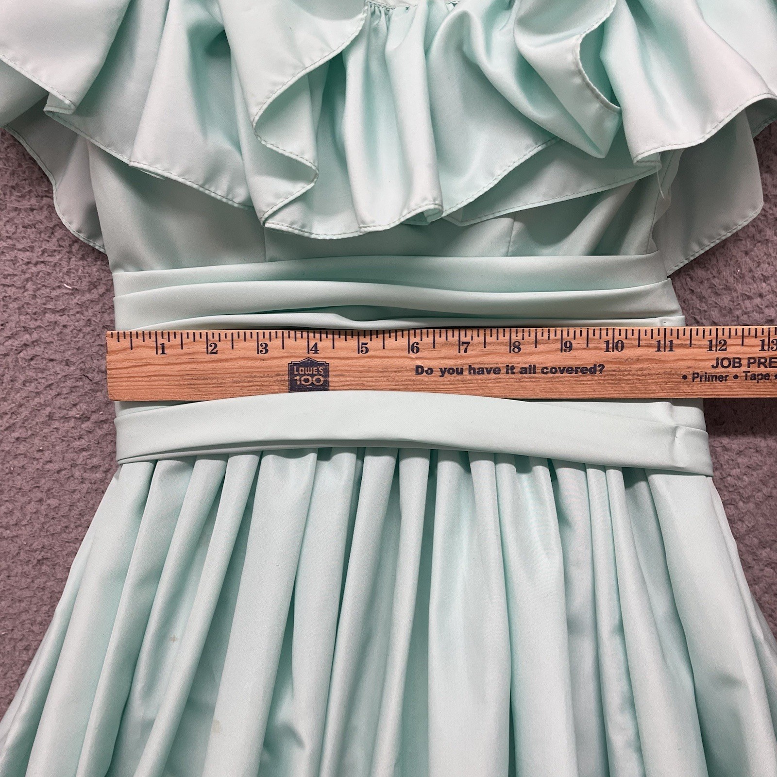 Lorrie Deb Dress Womens 3/4 Green Ruffle Floral Off The Shoulder True Vintage