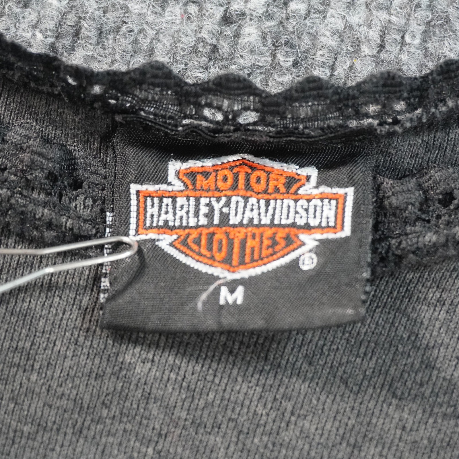 Harley-Davidson Tank Top Womens S Black 1990 3D Emblem Dreamcatcher Lace Trim