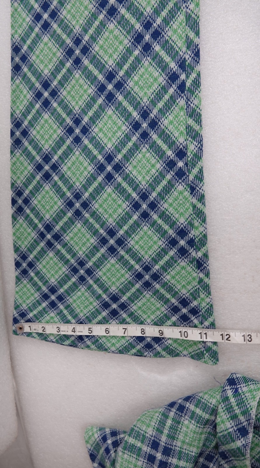 WOMANS VINTAGE 3 PIECE COS COB GREEN & BLUE PLAID ACRYLIC USA SIZE 11/12