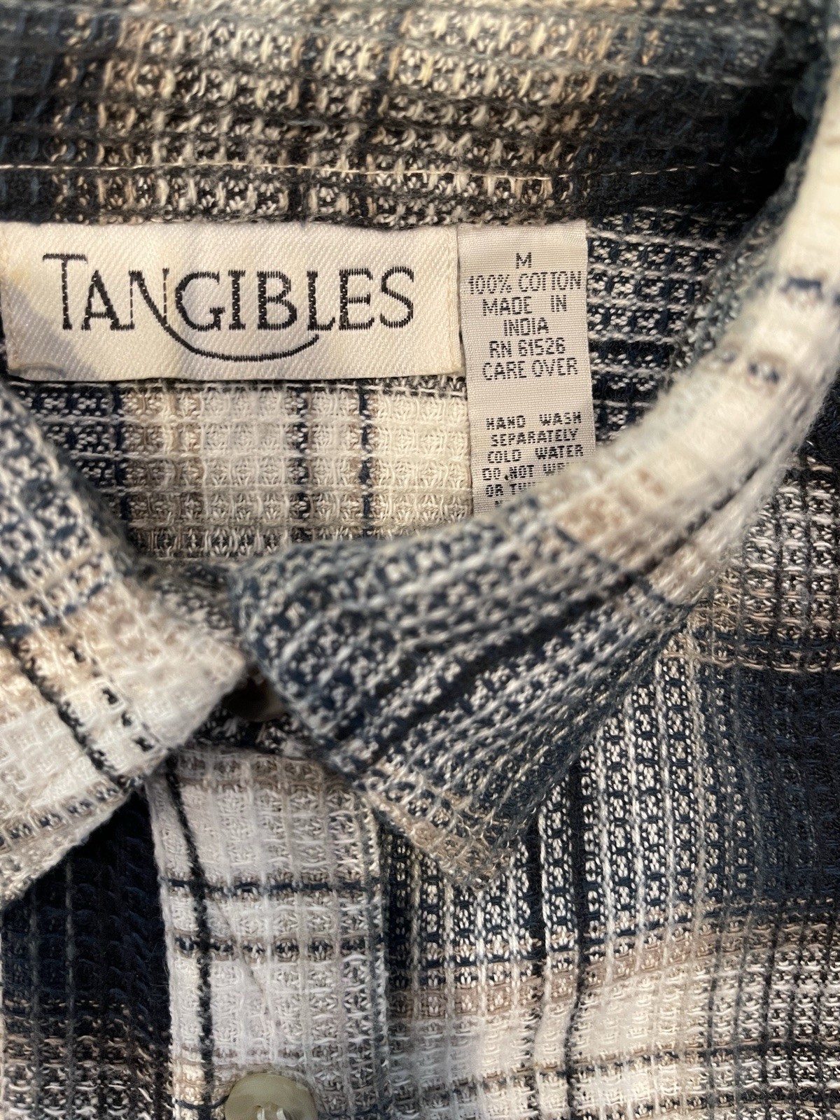 Vintage Tangibles 90s Plaid Vest Plaid Medium Skater Grunge Pockets Blue White
