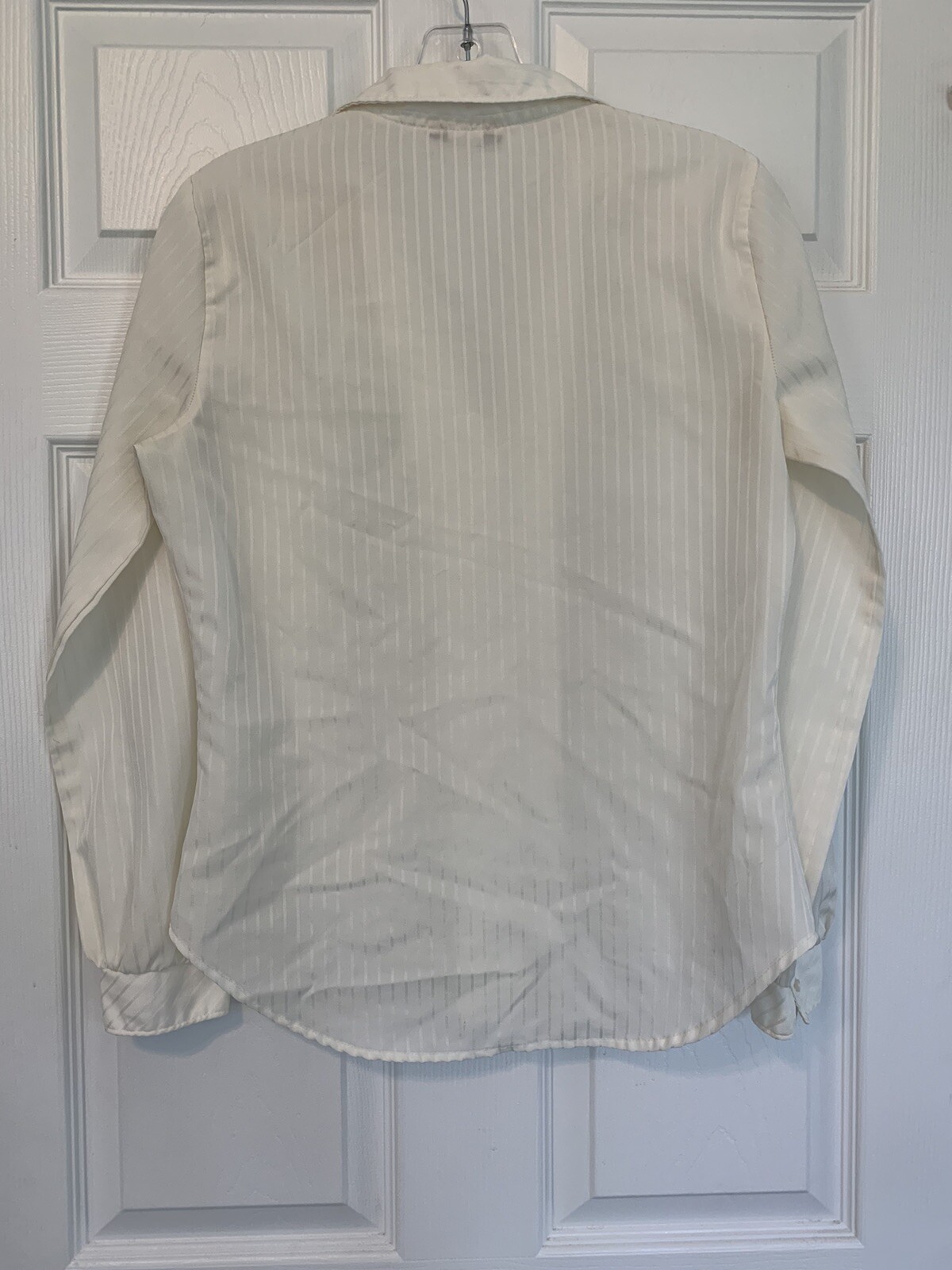 Vintage Blouse Langtry Ivory Tone On Tone Pinstripe Blouse Secretary Geek Medium