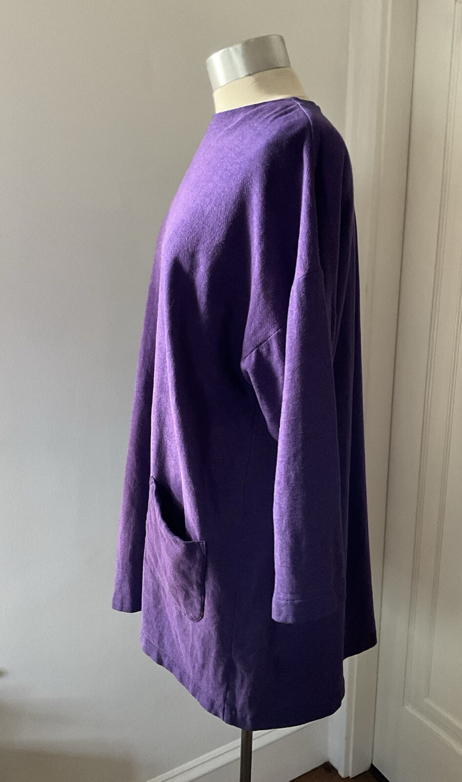 Vintage 1980’s Norma Kamali Oversized Purple Fleece Tunic with Slouchy Pockets