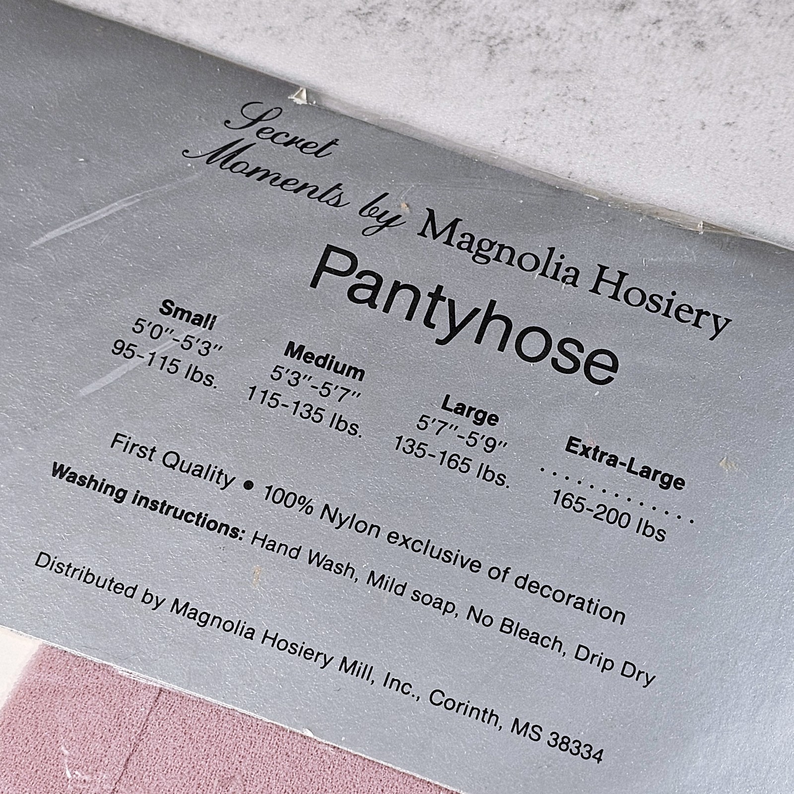 Vintage Secret Moments by Magnolia Hosiery Nylon Pantyhose, Rose, Queen Size