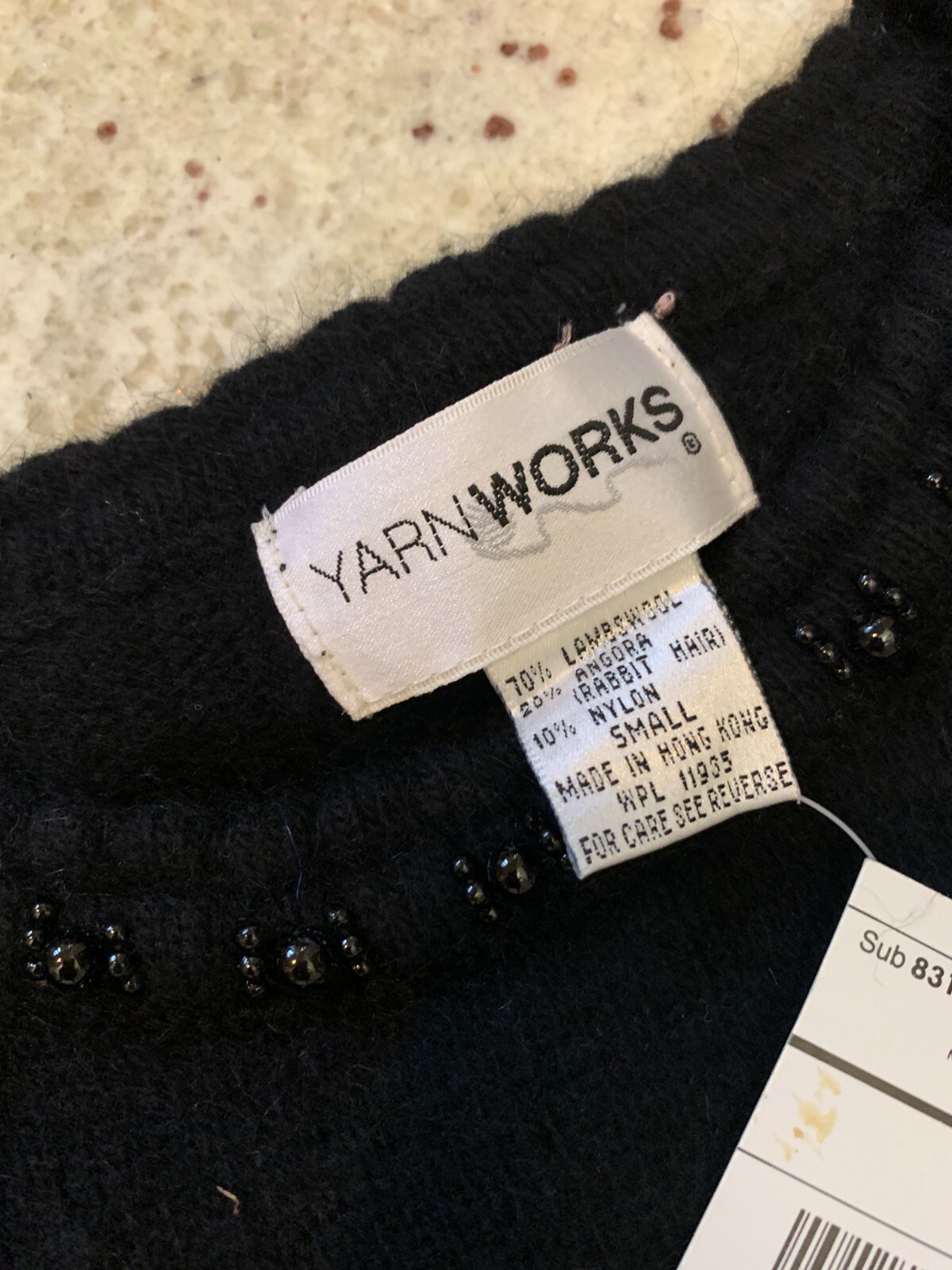 NWT NEW VTG Dressy Small Black Sweater Beading Shoulder Pads Angora Lambswool