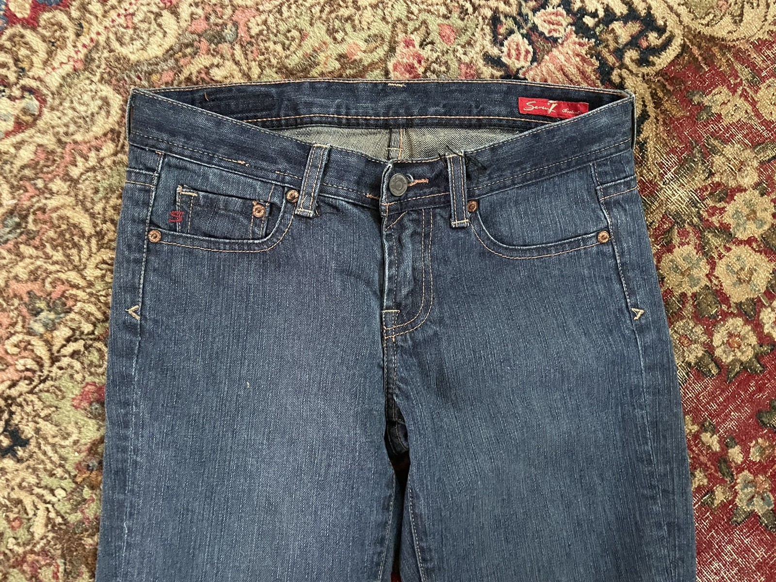 Vintage Y2K Seven Jeans Ultra Low Rise 100% All Cotton Denim XS 26