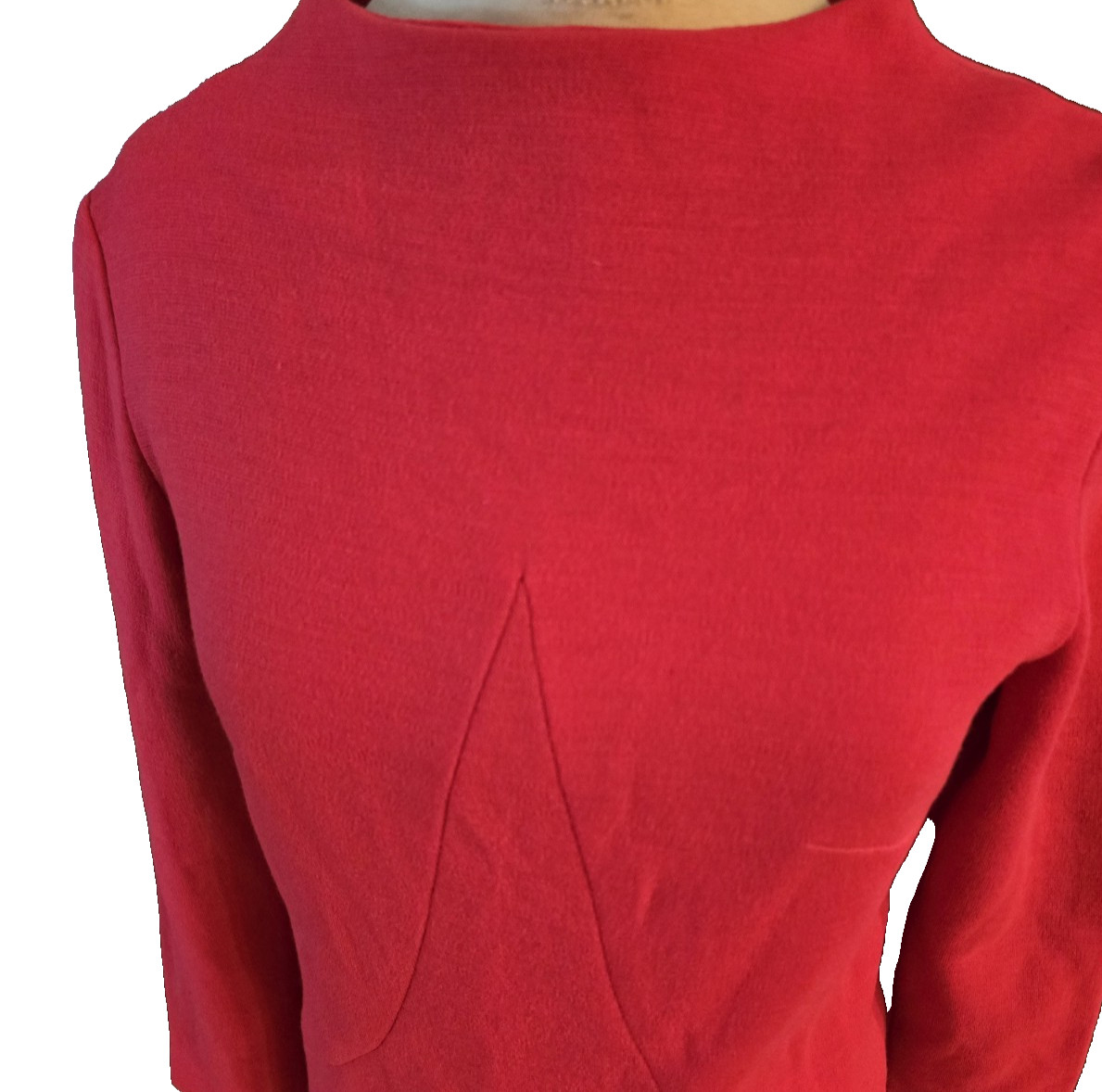 Vintage 1960s Bleeker Street Women Reddish Orange long sleeve mod Knit Dress M