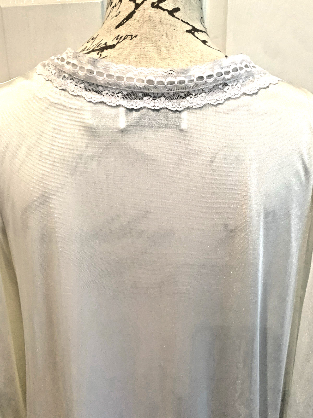 Vintage Night Flowers Nightgown & Robe Long White Nylon Peignoir Set Size Petite