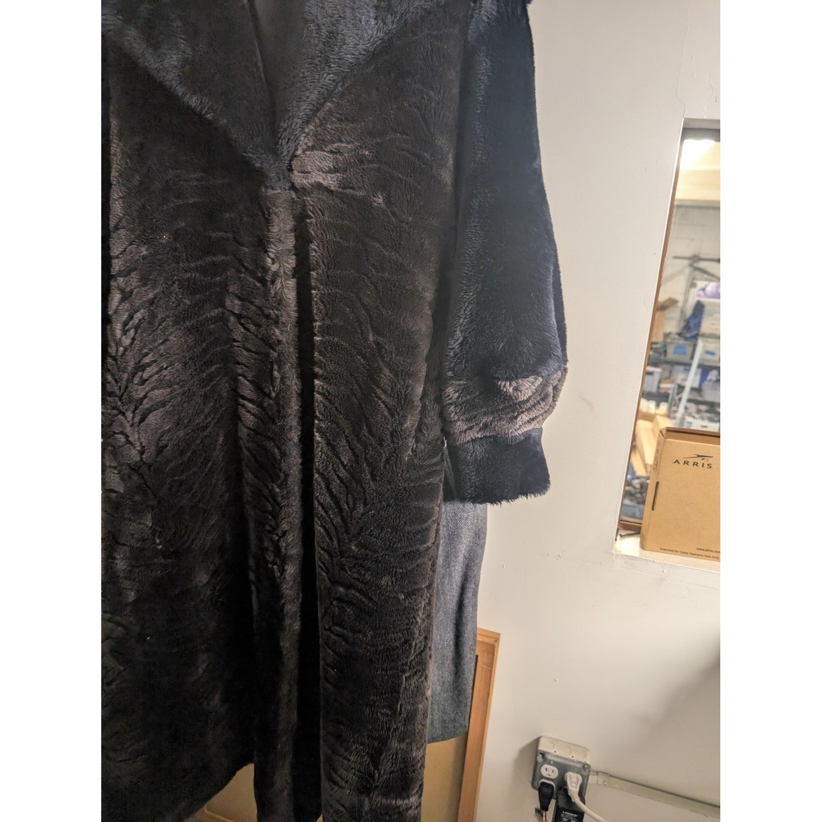 Vintage Monterey Fashions Black Faux Fur Full Length Coat Womens Small