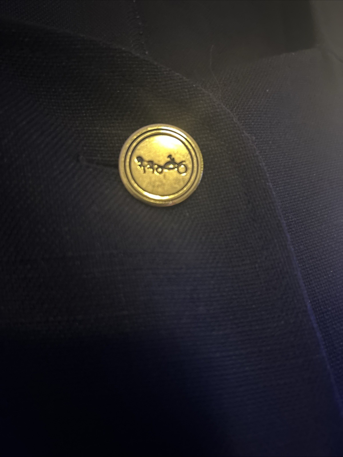 WEILL Paris Vintage Navy Blue Button Front Dress Gold Crest Buttons Old Money