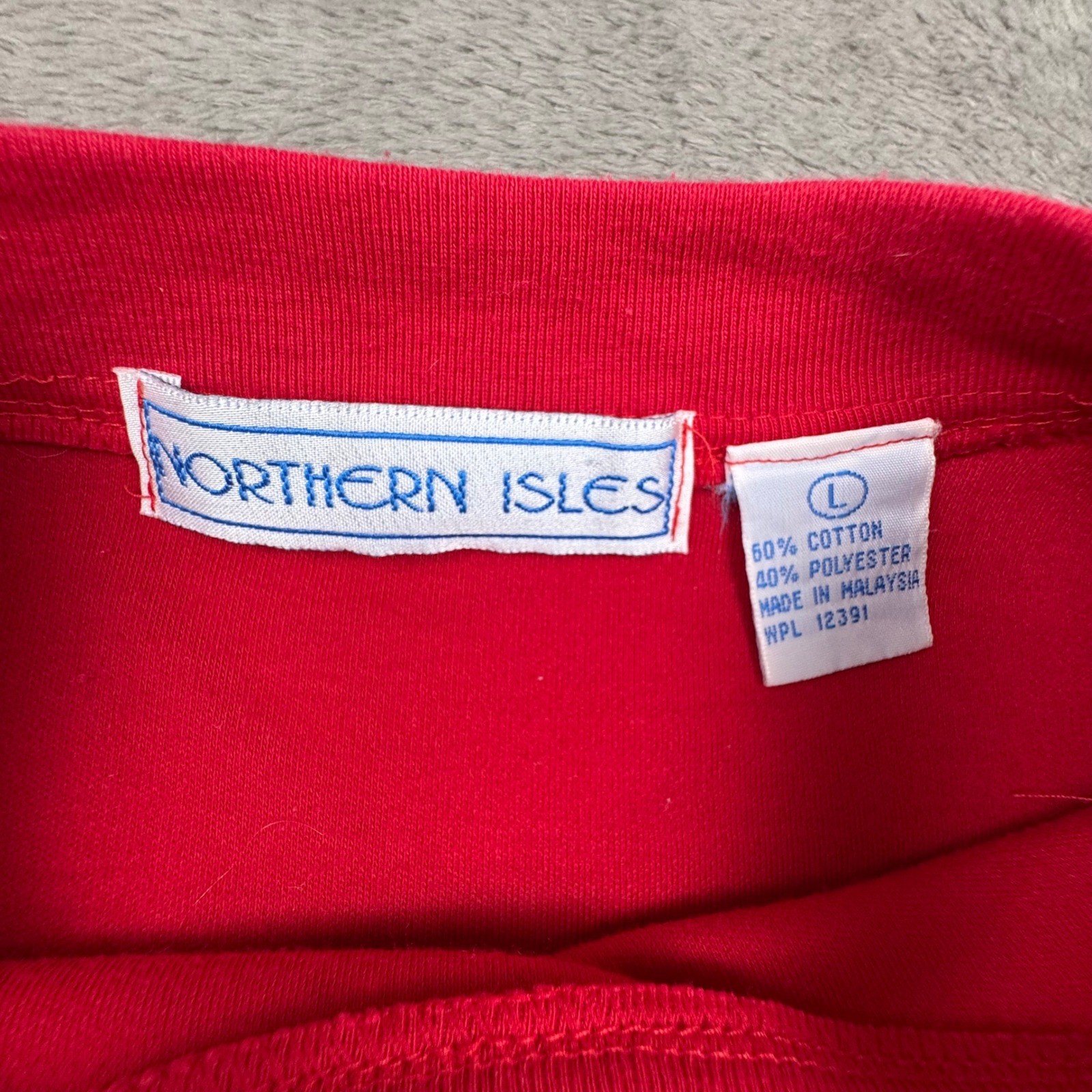 Northern Isles T-Shirt Womens L Red Excellent Vintage 90s Single Stitch Pocket