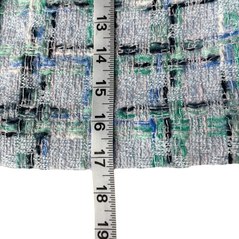 NWT Nanette Lepore Tweed A-Line Mini Skirt Blue Multi Pearl Button Sz 2 Parisian