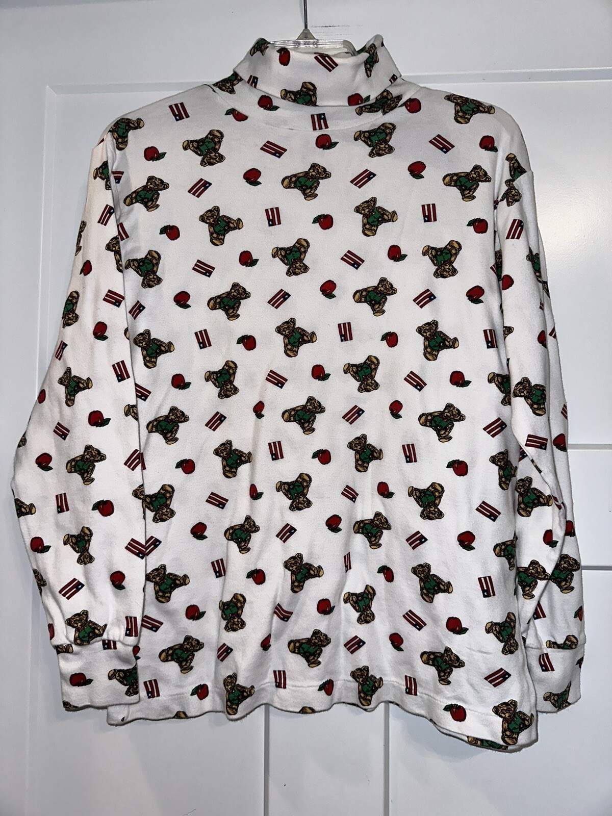 Vtg The Eagle’s Eye Turtleneck Shirt Teddy Bear Apple Teacher Theme Sz Large