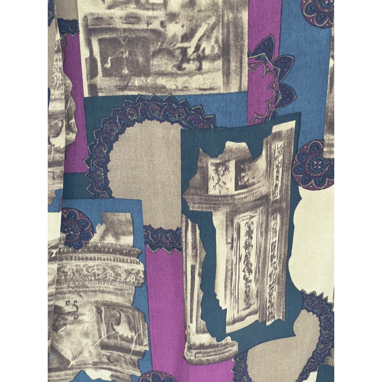 Kathryn Deene New York Vintage Architectural Print Blazer Purple Teal Size 44