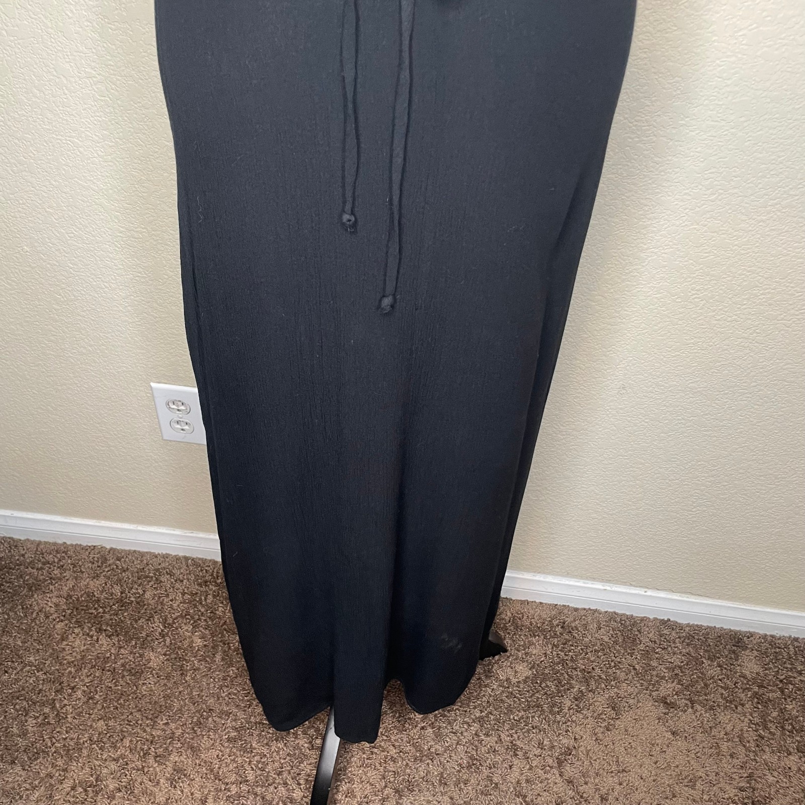 Vintage Wet Seal Black Open Back Double Slit Maxi Dress XS 90s Whimsigoth Y2K
