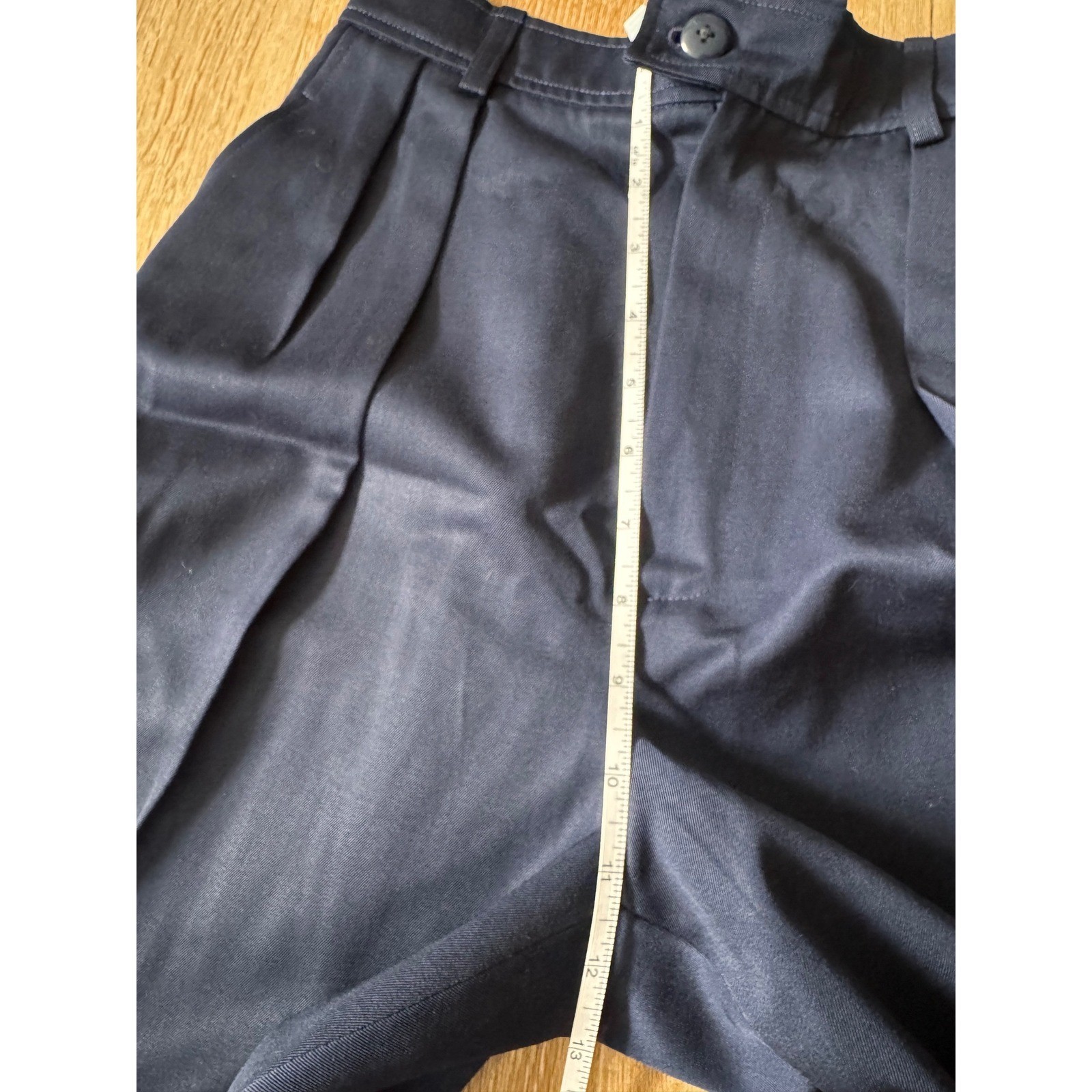 Yves Saint Laurent Navy Blue Pleated High Waist Wool Trousers Size 36