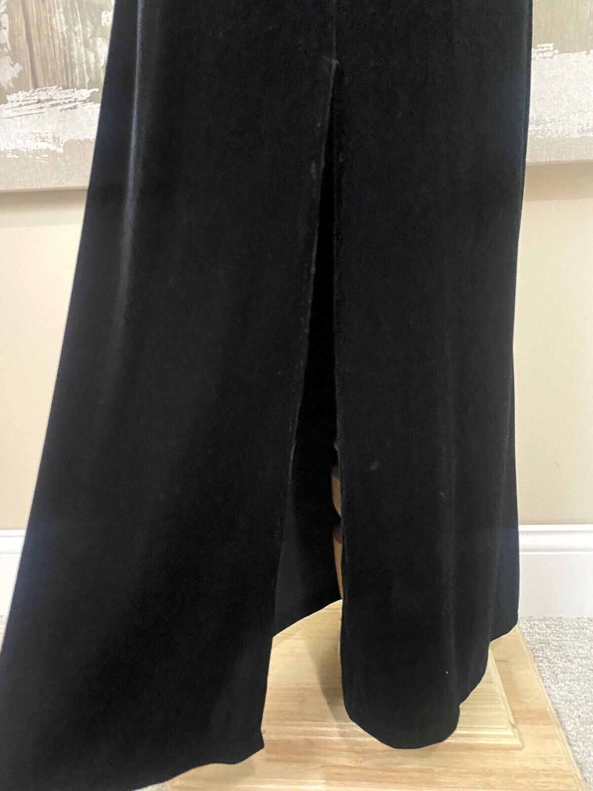 VTG CACHET Black Velvet Faux Fur Collar Wiggle Cocktail Prom Party Dress 8 EVC