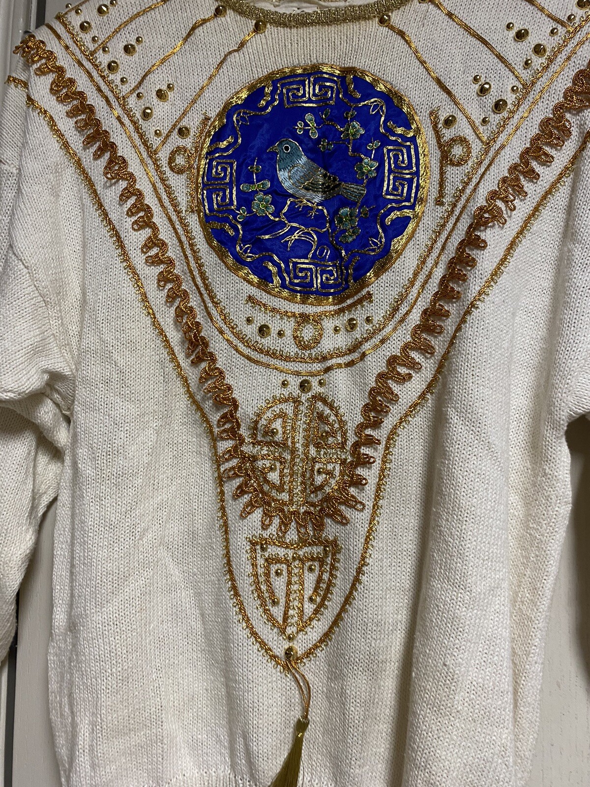 Absolutely Fabulous 1987 Gold Embellished Bonnie & Company Fashions Inc Sweater