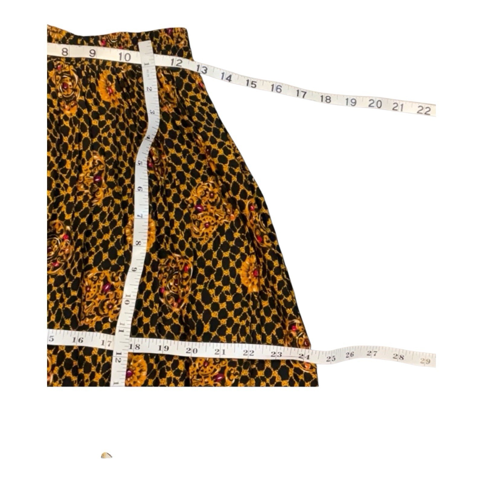 Touche L. A. Women’s Vintage Black Printed Midi Pleated Skirt Plus Size Medium.