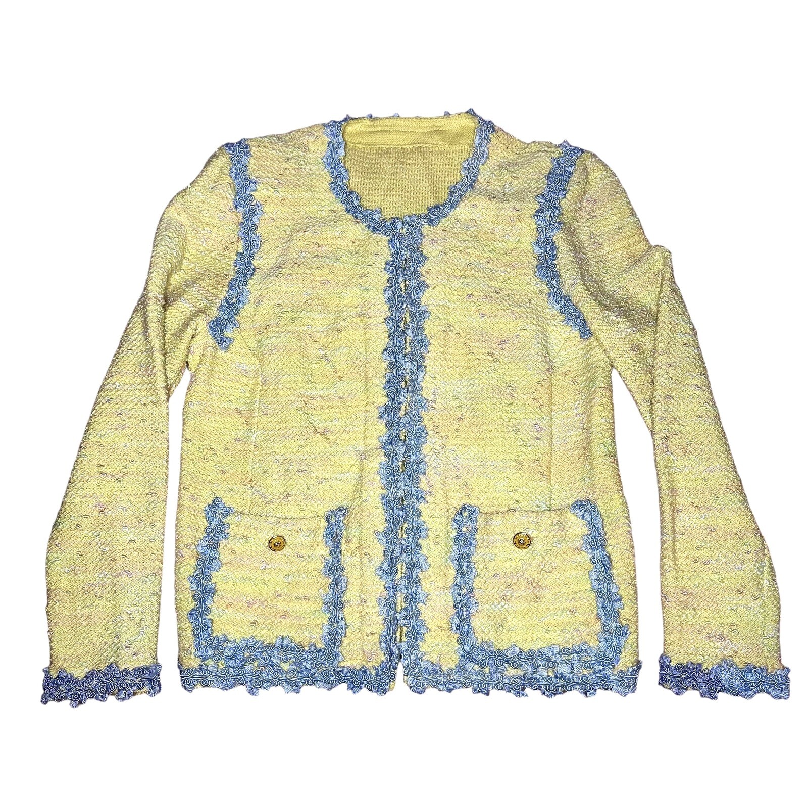 Vintage 1960’s Handmade Blazer Jacket Cardigan Pastel Tweed Jackie O Kennedy S/M