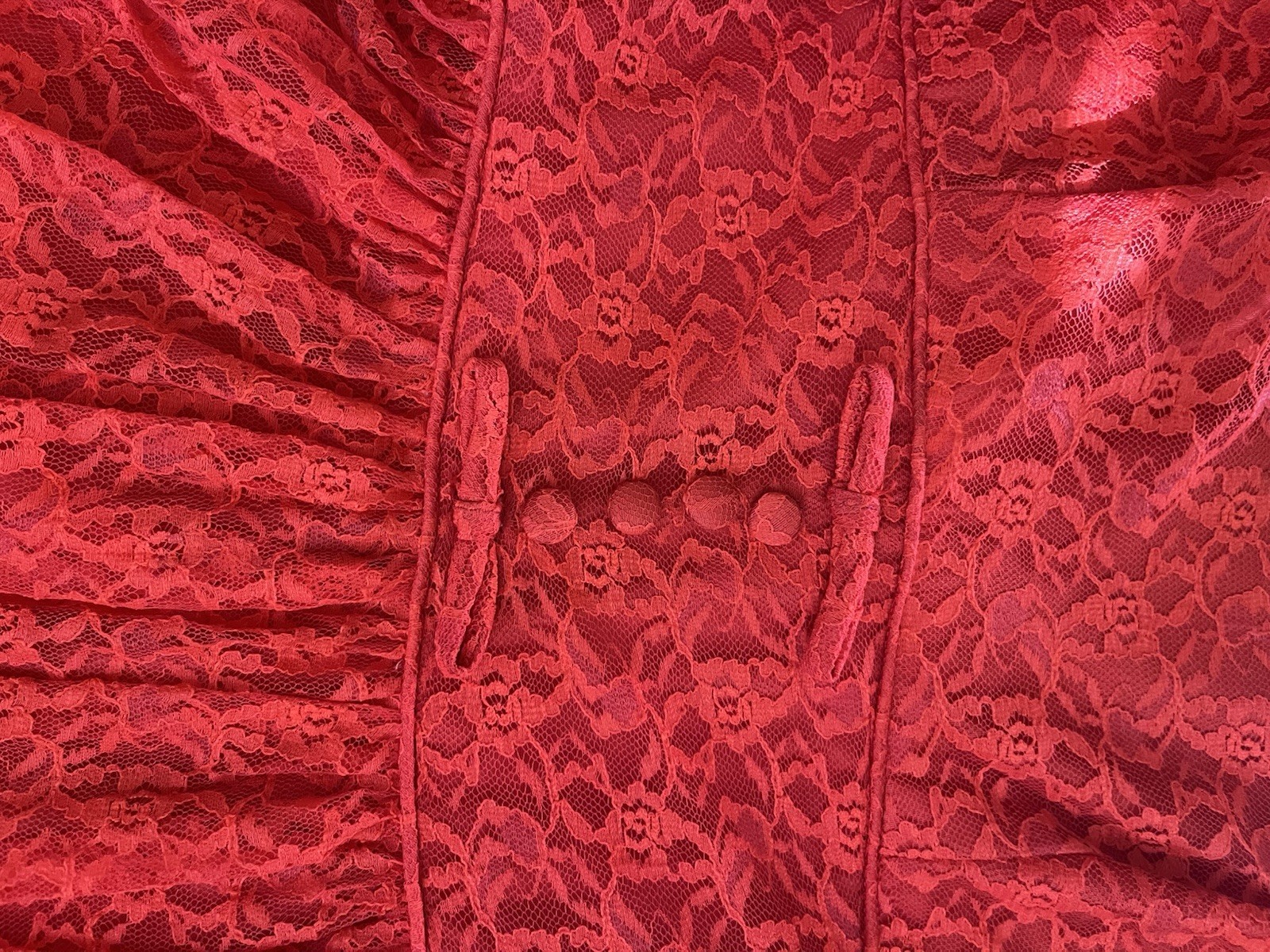 Debbie Reynolds Originals Red Lace Vintage Dress