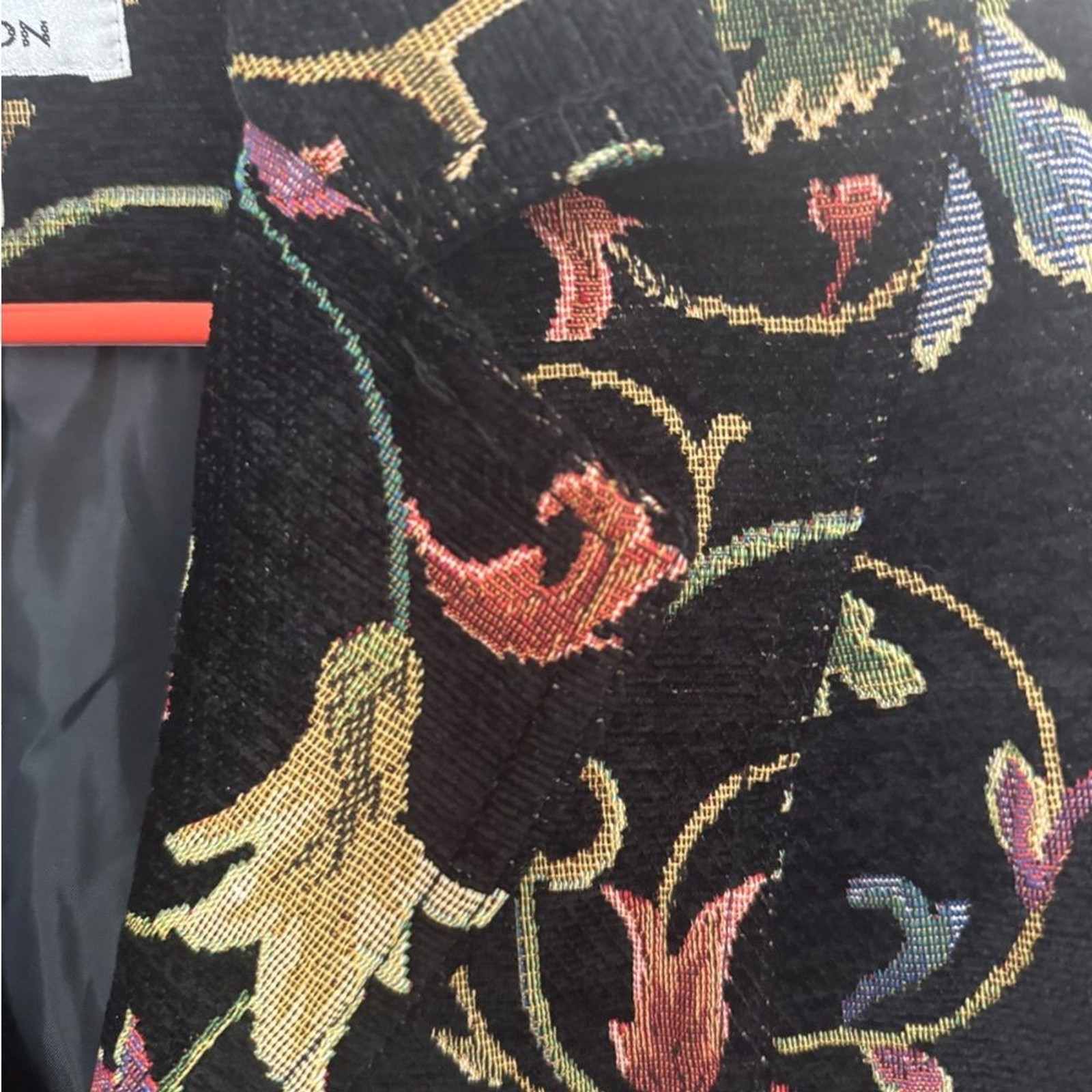 Vintage Erin London Women’s Black Multicolor tapestry Floral Blazer jacket SMALL