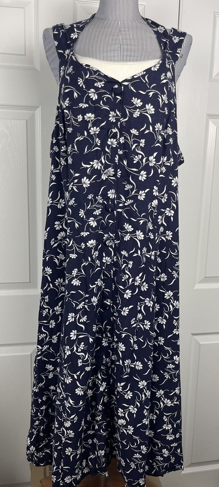 90’s Maggie Lawrence Floral Button Front Dress Sweetheart Neckline Sleeveless 22