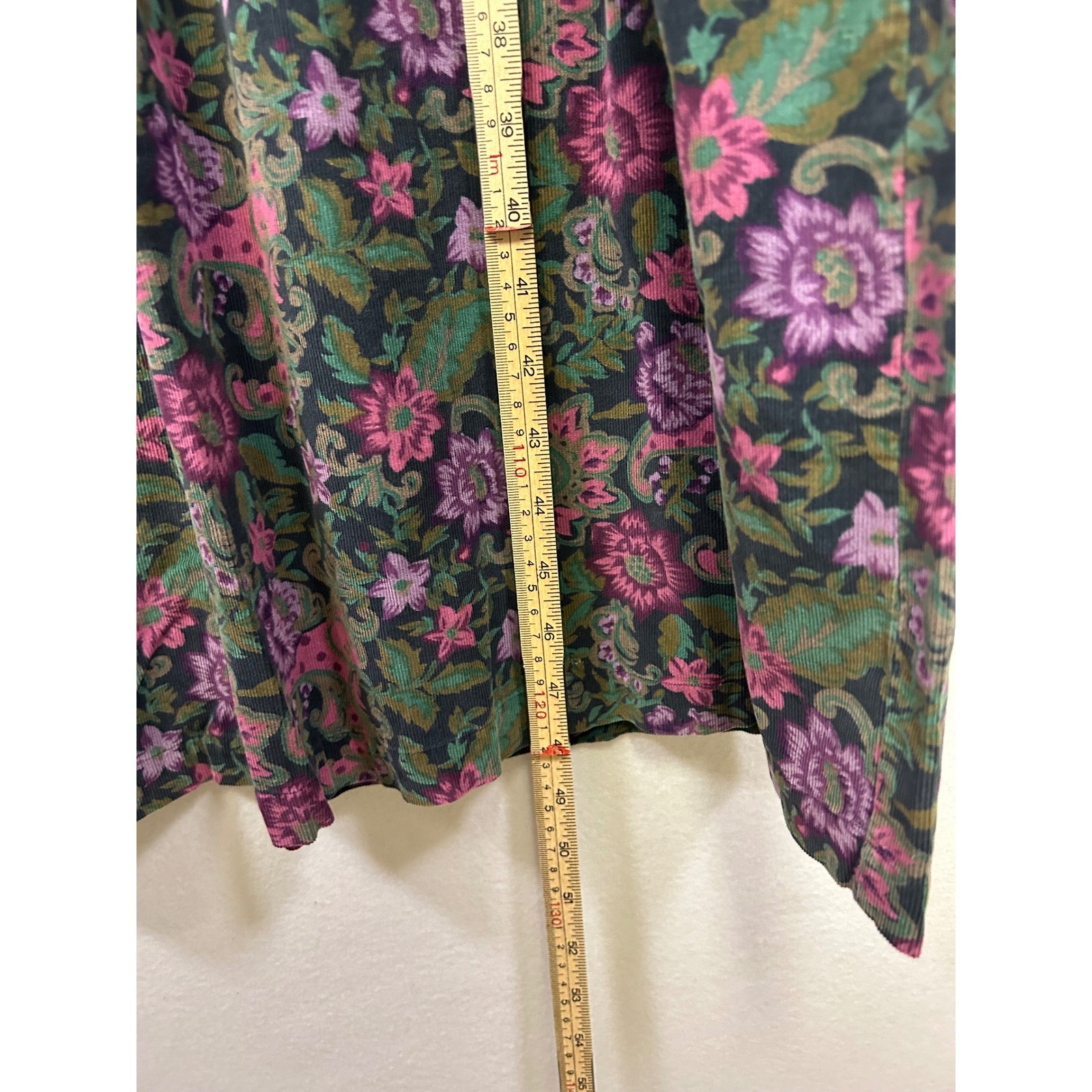 Cottagecore Vintage Eddie Bauer Womens Sm Multicolor Floral Corduroy Midi Dress