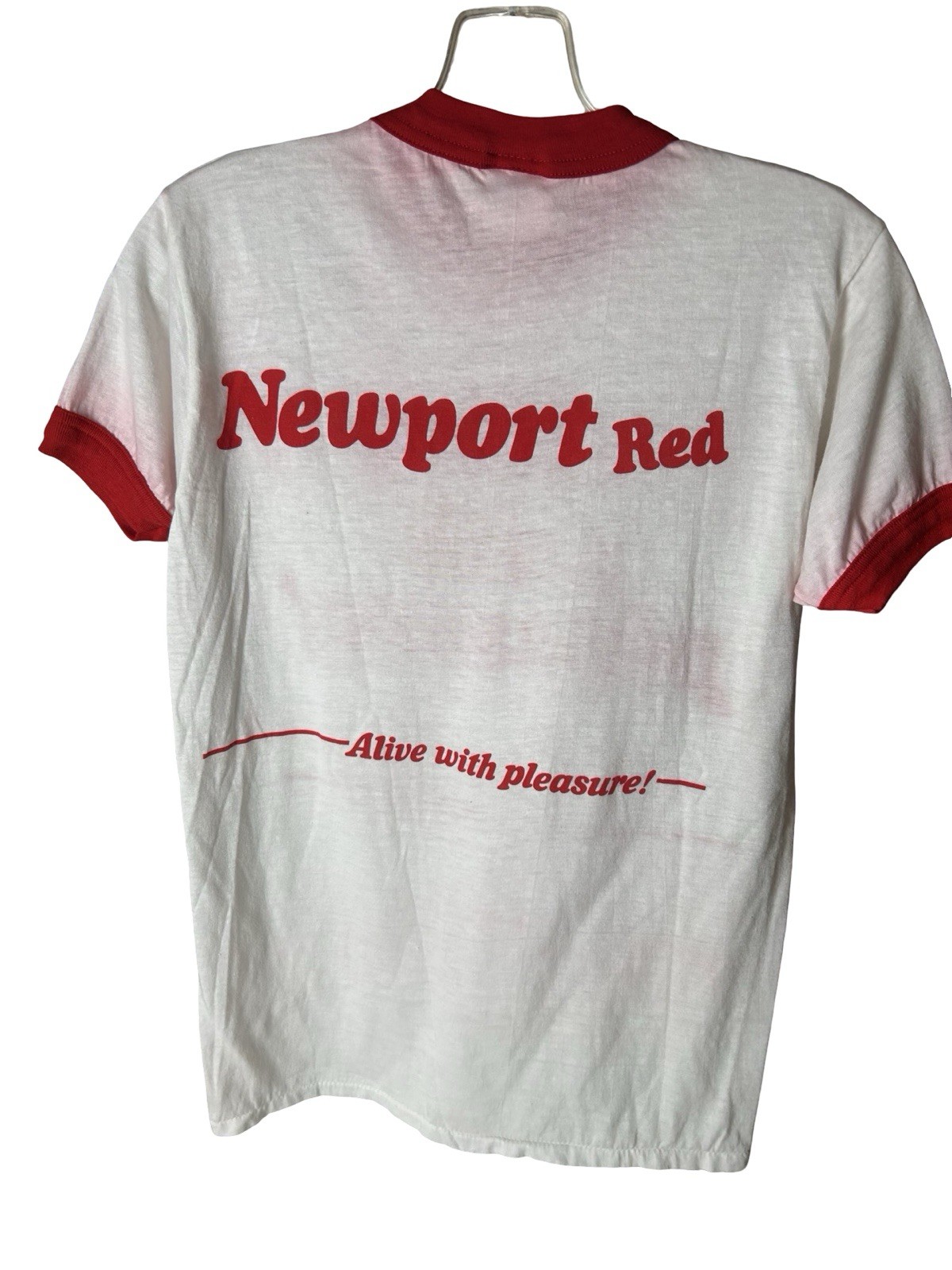 80s Newport Cigarettes Ringer T-Shirt Sz M Red Alive Pleasure Single Stitch READ