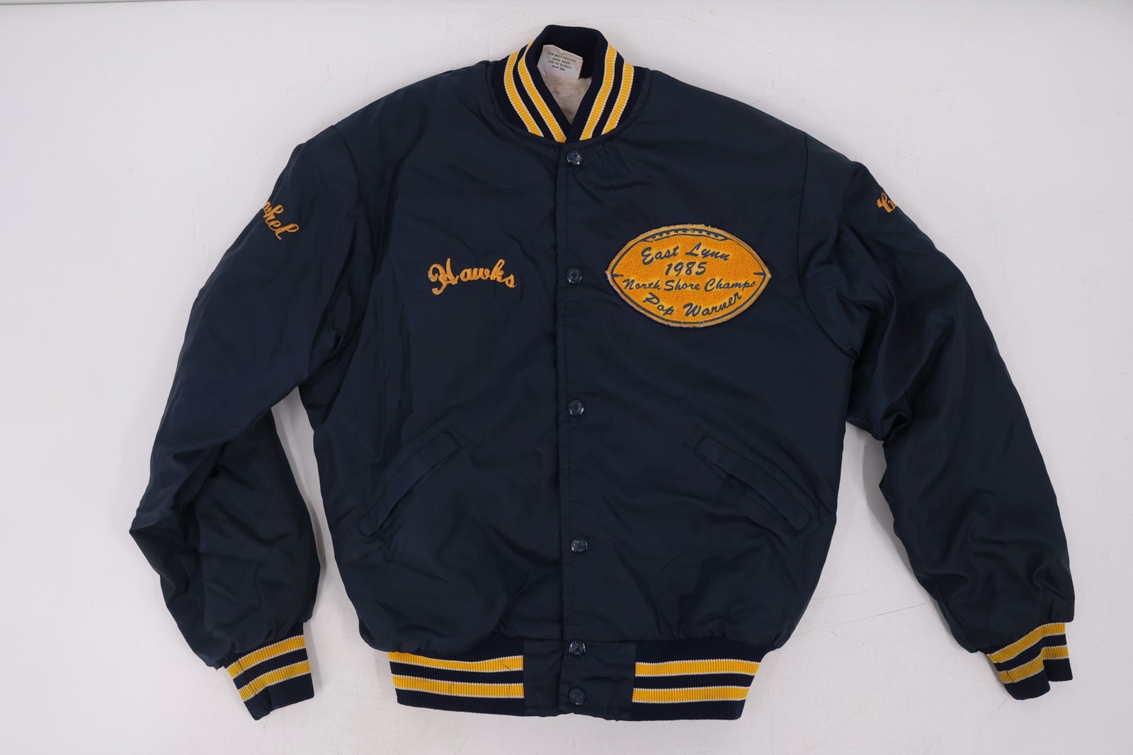 VTG 1985 East Lynn Pop Warner Jacket Cheerleader North Shore Champs Size L Large