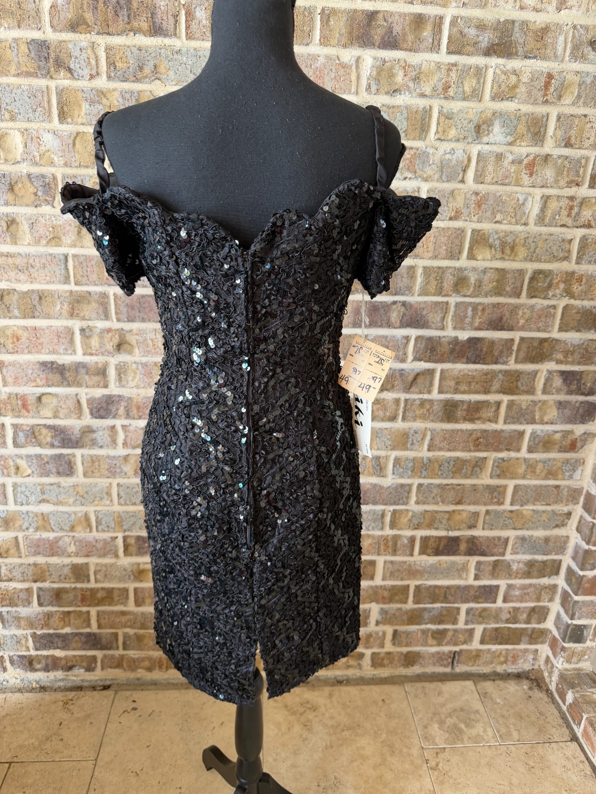 Karen Lucas for Niki Dead Stock Vintage sequin 90’s cocktail dress black ILGWU