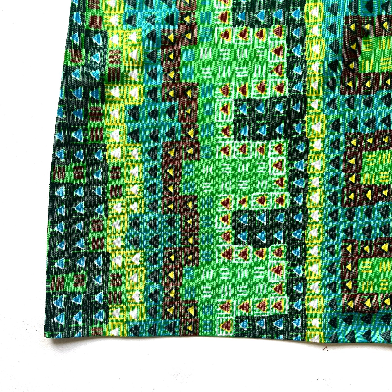 Vintage 60s Women’s Koret Kolortron Green Geometric Dagger Collar Shirt Blouse