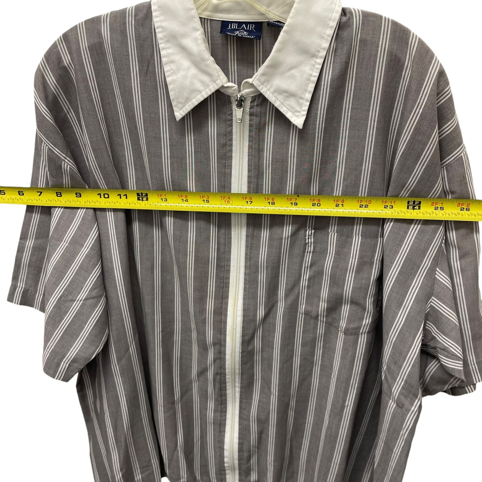 Blair Men’s Shirt Size XL Full Zip Brown Stripes Short Sleeve Korea Vintage 70s