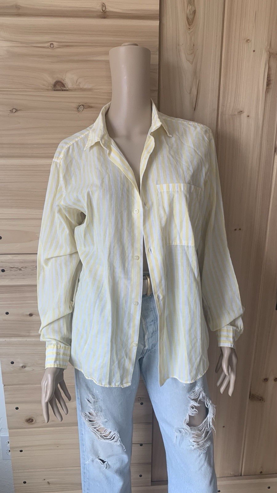 Vintage late 70s early 80s soft lightweight yellow white striped layering top
